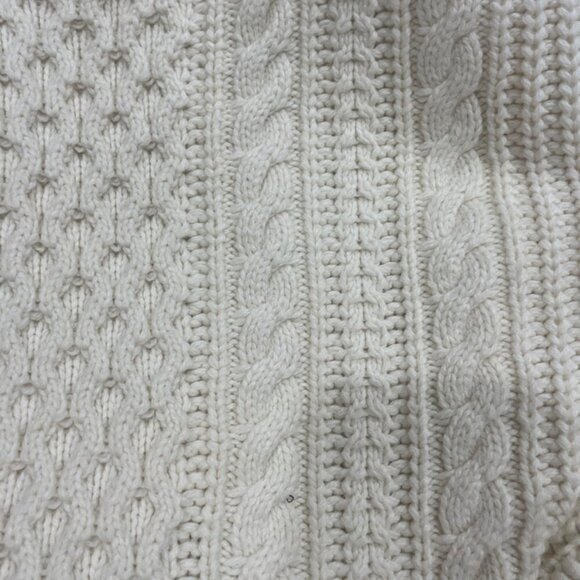 J.CREW SWEATER FISHERMEN CABLE KNIT FRINGE CHUNKY TAN SZ XS OVERSIZED AESTHETIC - Picture 12 of 14